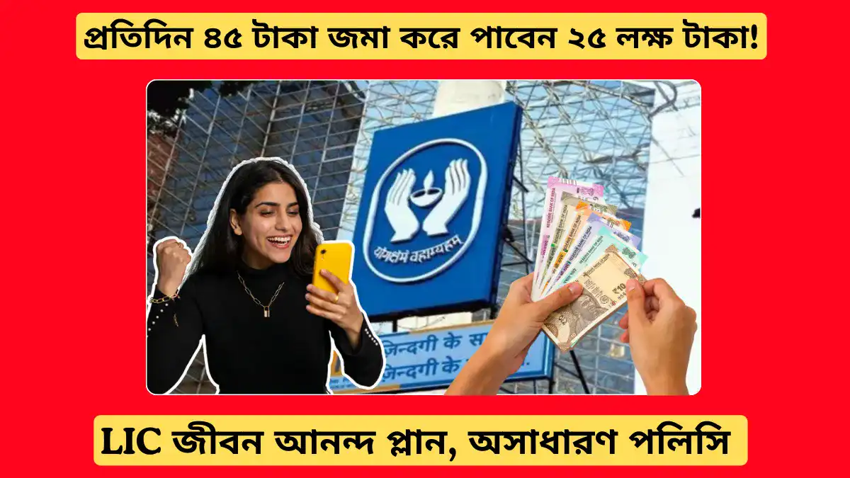 LIC জীবন আনন্দ প্লান: প্রতিদিন ৪৫ টাকা জমা করে পাবেন ২৫ লক্ষ টাকা!